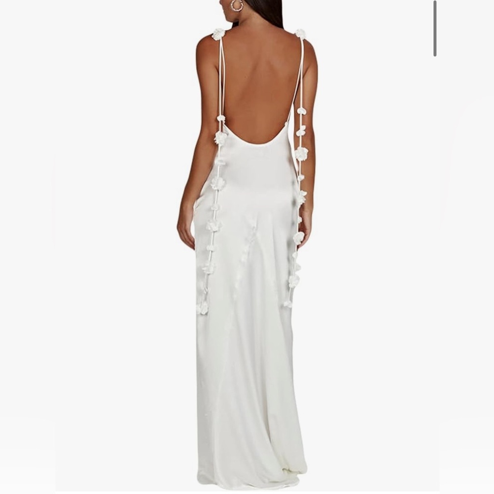 3d floral White dress